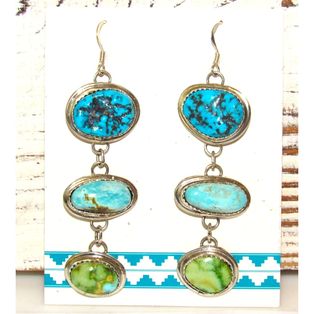 Navajo Turquoise Dangle Earrings Kingman Royston Sonoran 
