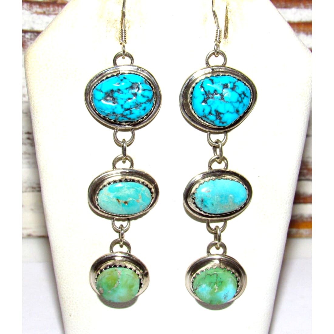 Navajo Turquoise Dangle Earrings Kingman Royston Sonoran