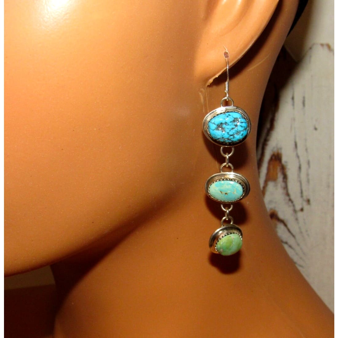 Navajo Turquoise Dangle Earrings Kingman Royston Sonoran