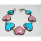 Navajo Turquoise Heart Pink Rhodochrosite Link Bracelet 