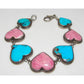 Navajo Turquoise Heart Pink Rhodochrosite Link Bracelet 