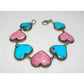 Navajo Turquoise Heart Pink Rhodochrosite Link Bracelet 