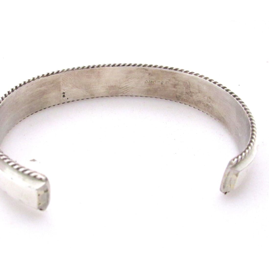Navajo Turquoise Inlay Stacker Cuff Bracelet Sterling Native