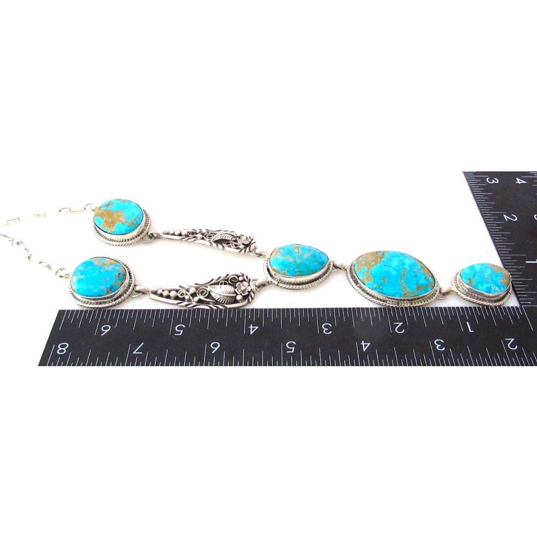 Navajo Turquoise Mountain Mine Lariat Necklace Sterling 