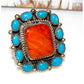 Navajo Turquoise Orange Spiny Cluster Ring Sz 9 Sterling 