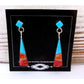 Navajo Turquoise & Orange Spiny Dangle Earrings Sterling 