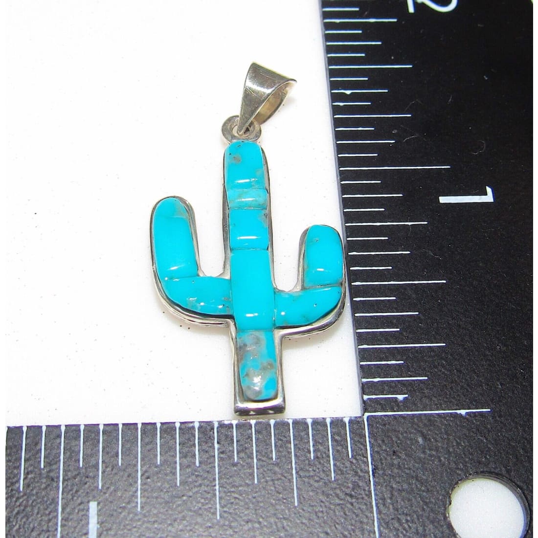 Navajo Turquoise Reversible Cactus Pendant Sterling Silver 