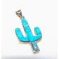 Navajo Turquoise Reversible Cactus Pendant Sterling Silver 