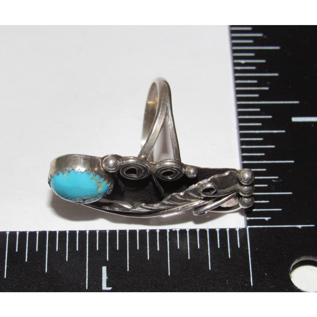 Navajo Turquoise Ring Size 6 Sterling Silver Squash Blossom