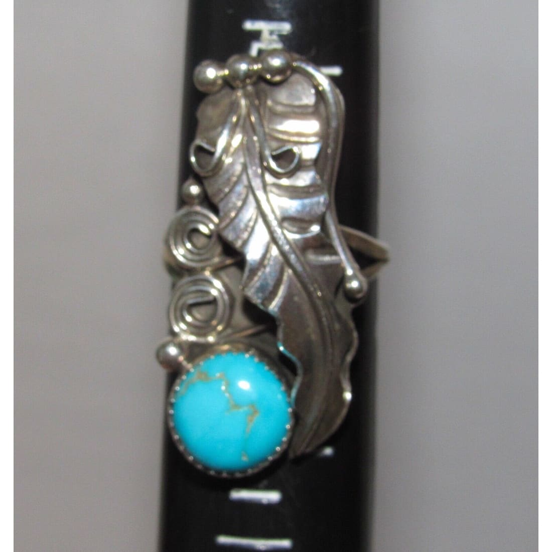 Navajo Turquoise Ring Size 6 Sterling Silver Squash Blossom