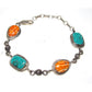 Navajo Turquoise & Spiny Adjustable Link Bracelet Sterling 