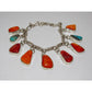 Navajo Turquoise & Spiny Charm Link Bracelet Sterling Silver