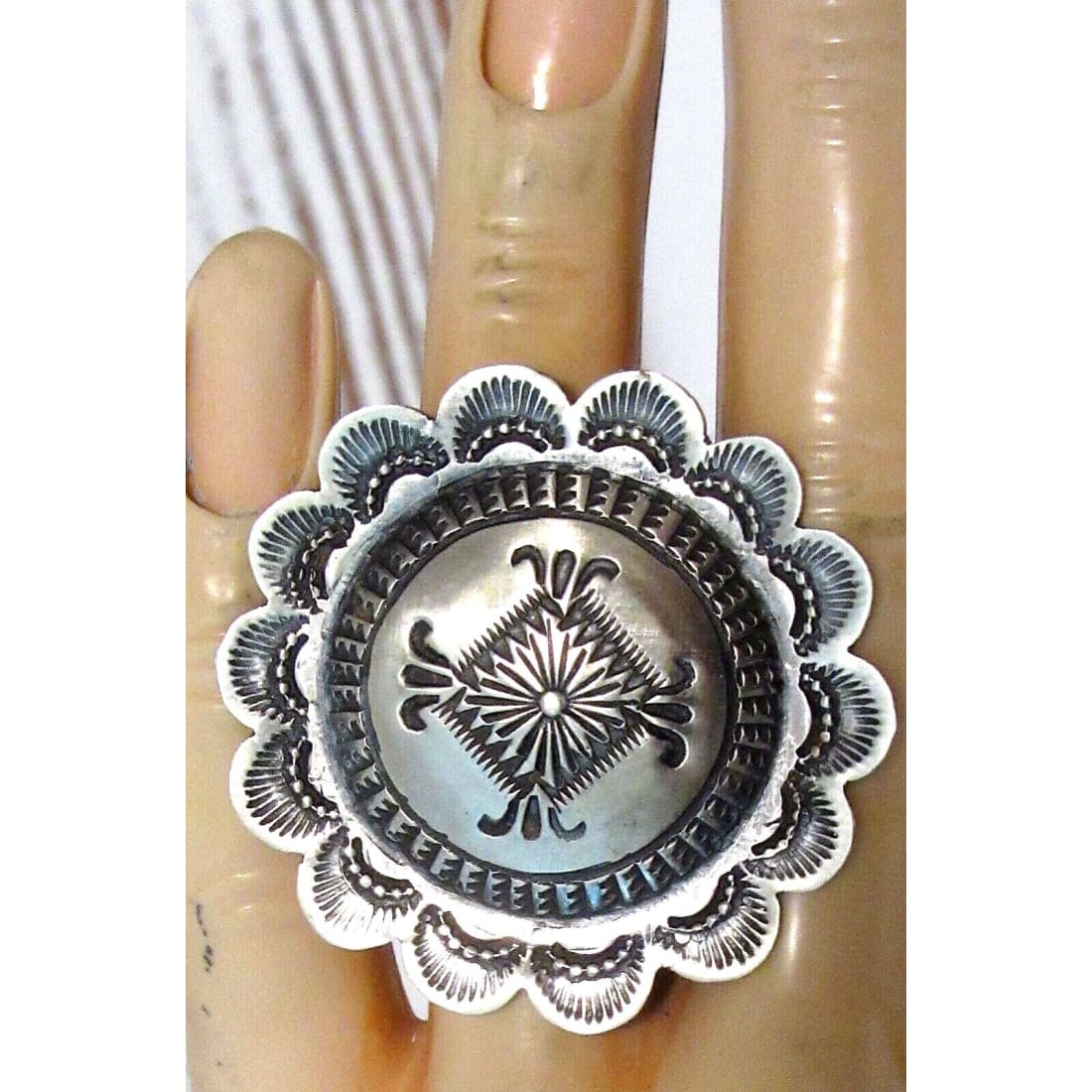 Navajo Vince Platero Concho Statement Adjustable Ring Native
