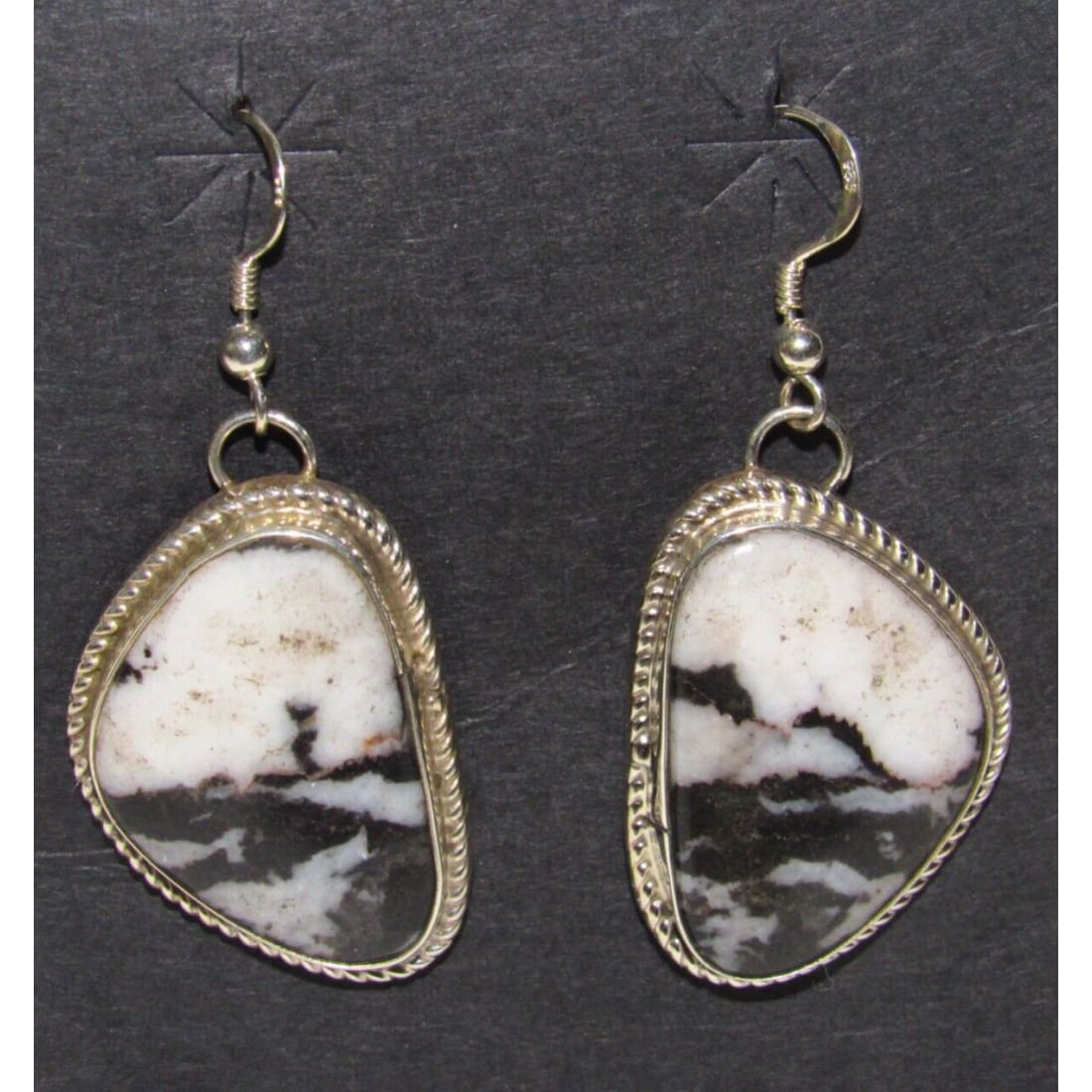 Navajo White Buffalo Earrings Sterling Silver Dangles M. 