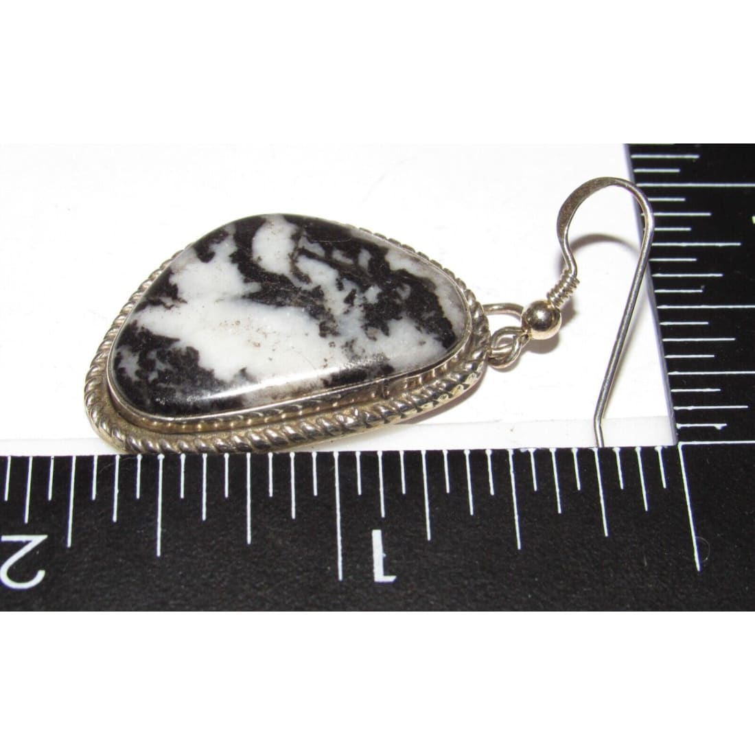 Navajo White Buffalo Earrings Sterling Silver Dangles 