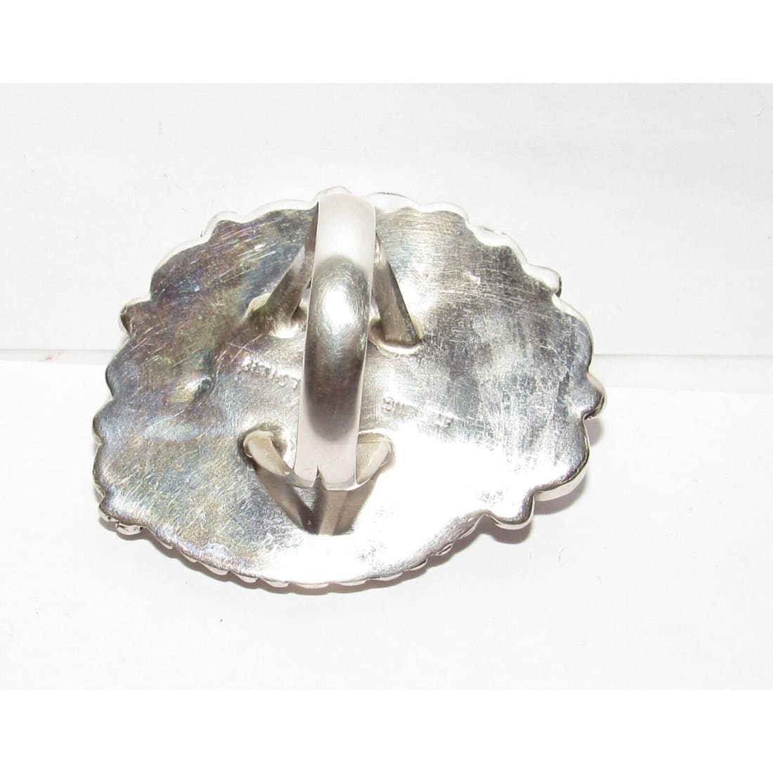 Navajo White Buffalo Half Cluster Ring Size 9 Sterling