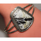Navajo White Buffalo Statement Cuff Bracelet Sterling Silver