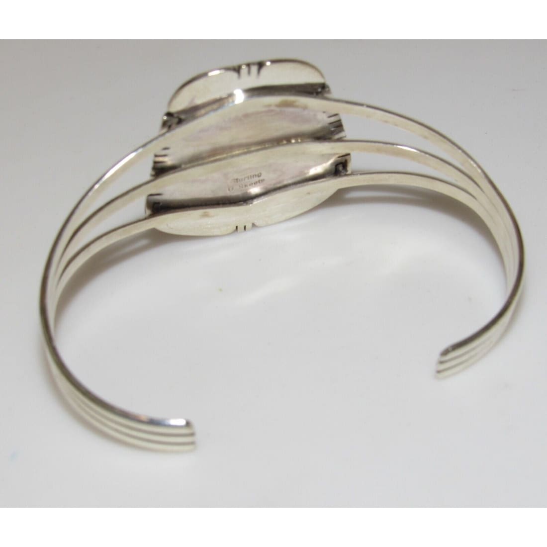 Navajo White Buffalo Statement Cuff Bracelet Sterling Silver