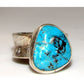 Navajo White Water Mine Turquoise Ring Size 13 Sterling 