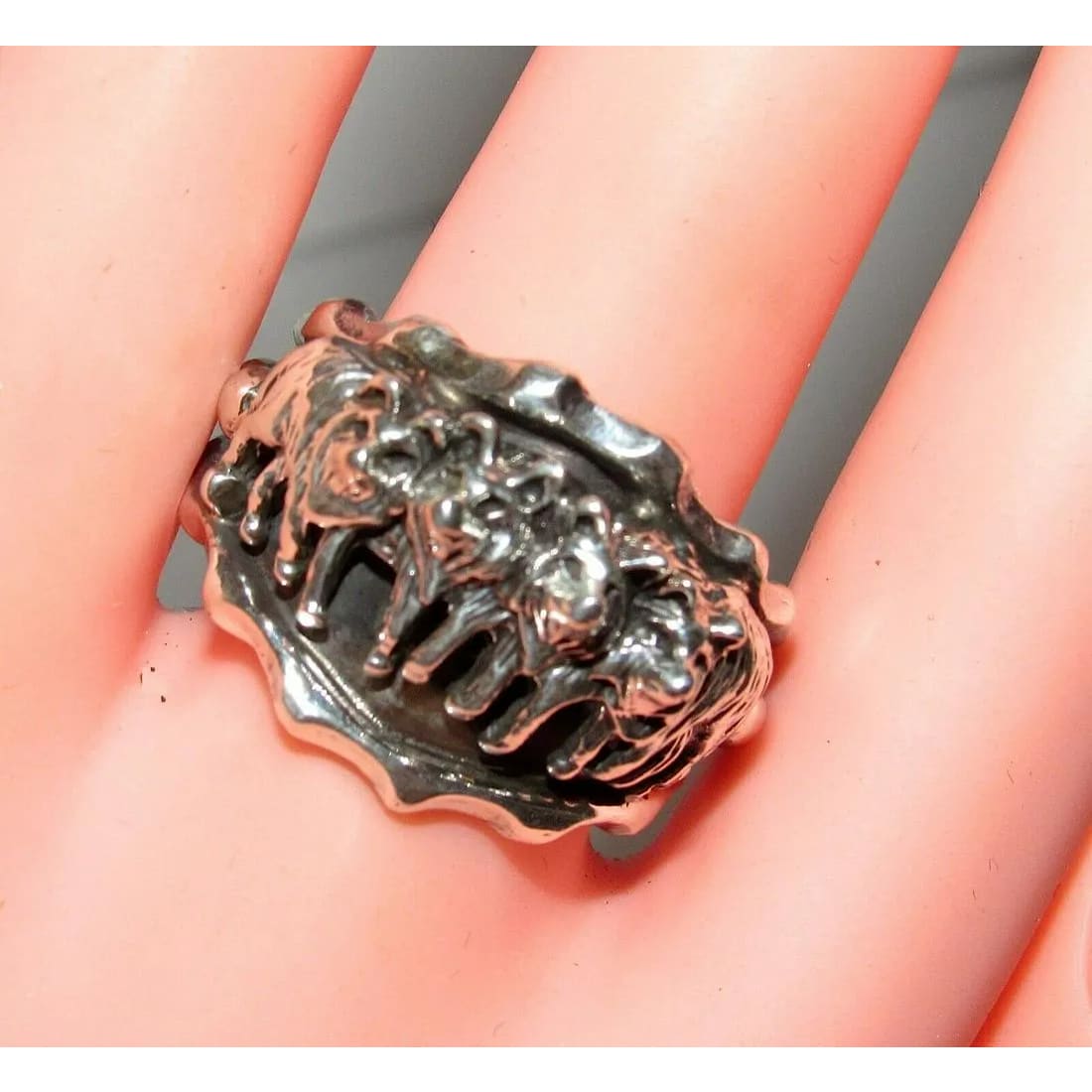 Navajo Wolf Ring Size 12 R. Begay Sterling Silver Native 