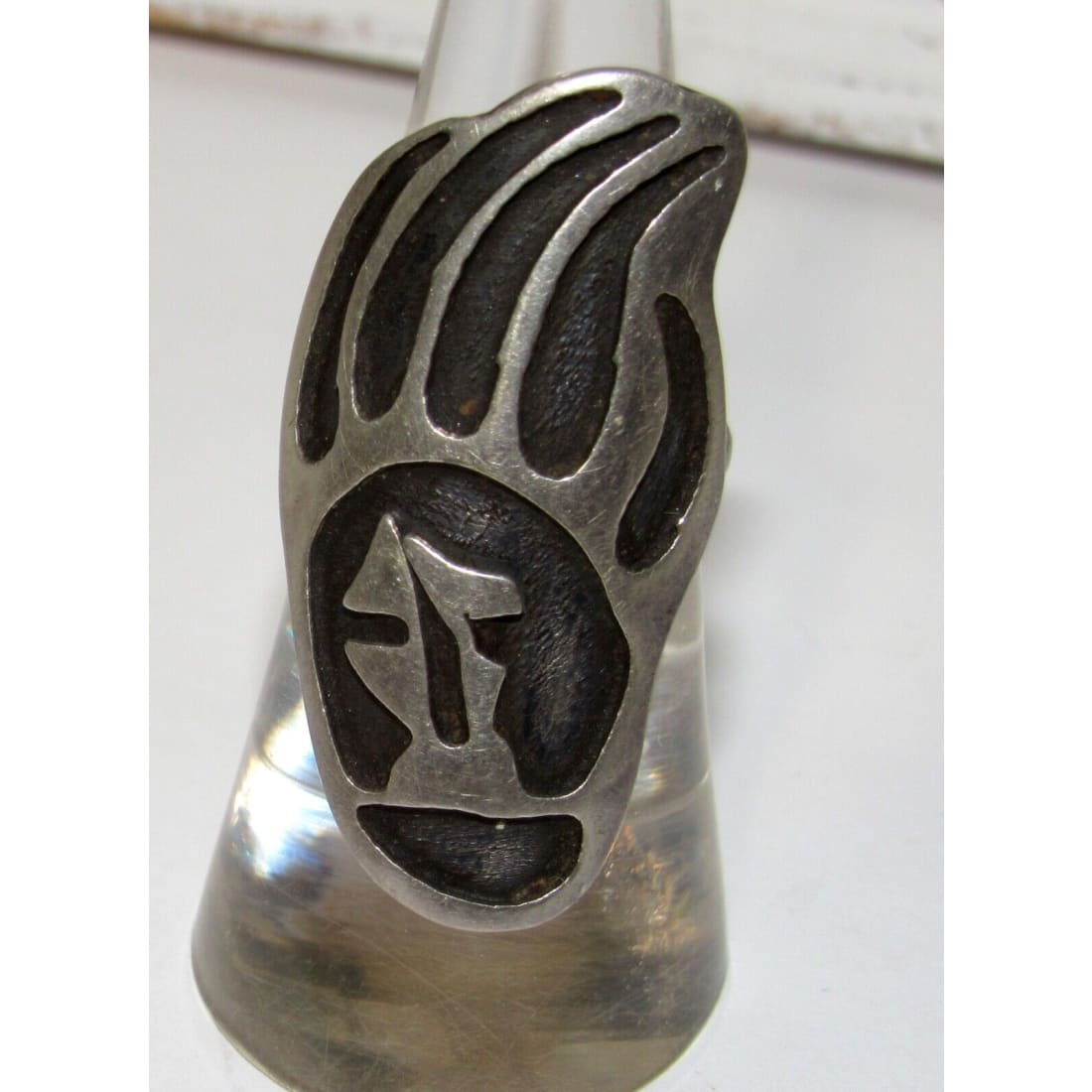 Old Pawn Hopi Bear Paw Ring Sz. 5.5 Sterling Silver Native 