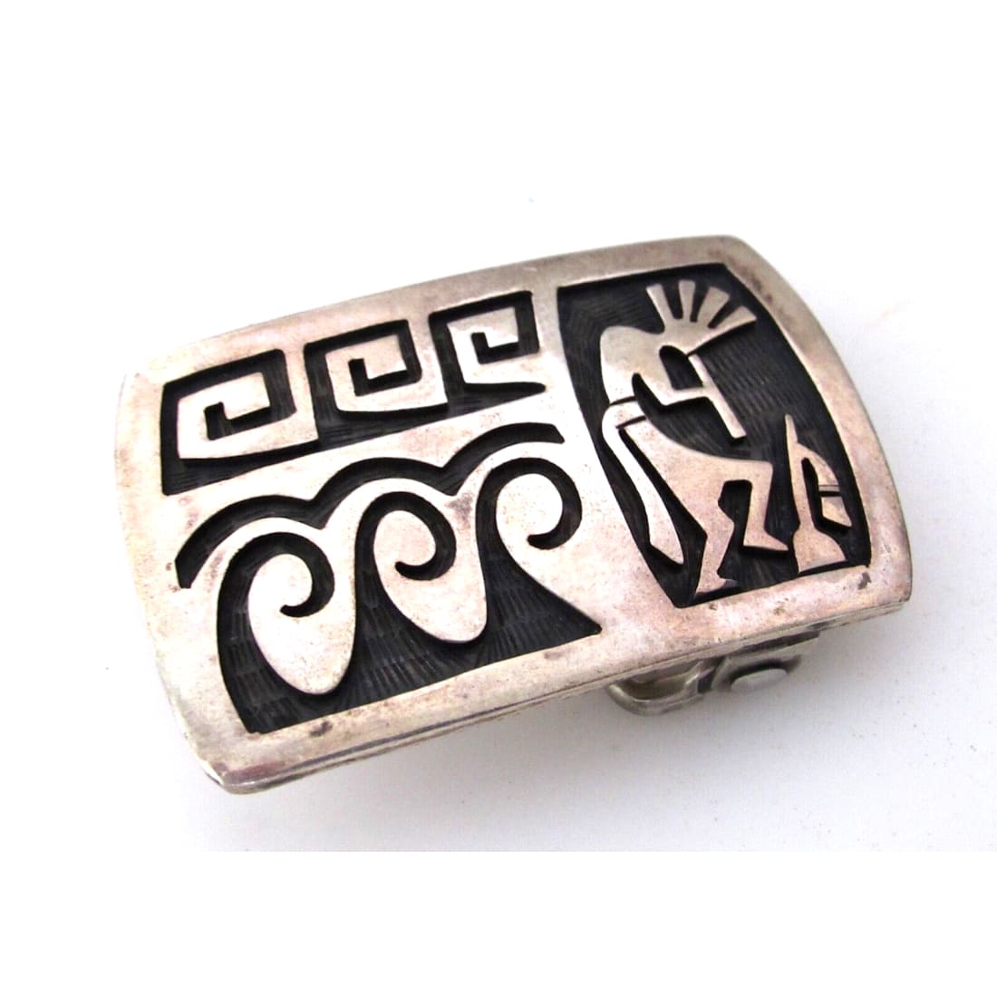 Old Pawn Hopi Sterling Silver Small Belt Buckle WALLIE 