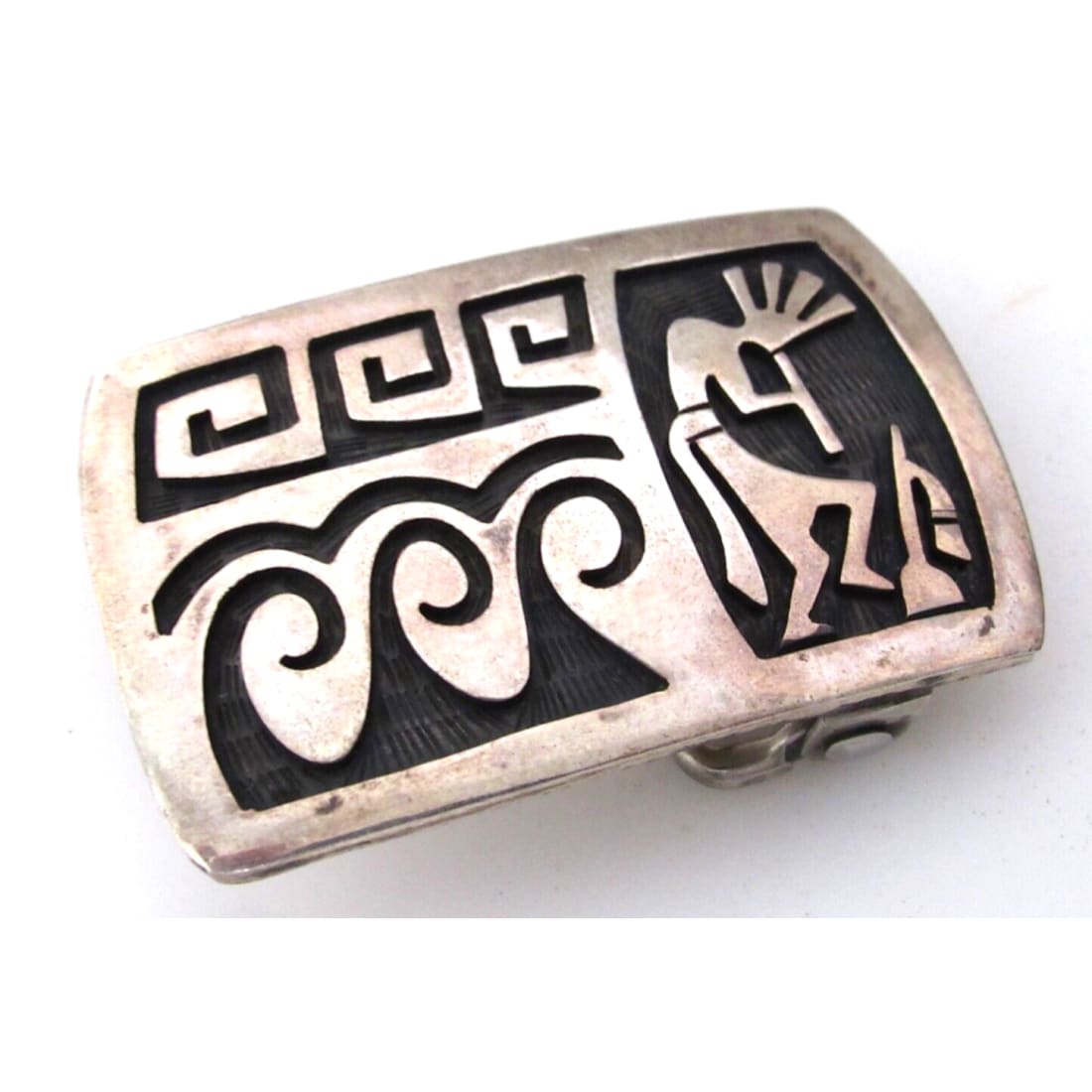 Old Pawn Hopi Sterling Silver Small Belt Buckle WALLIE 