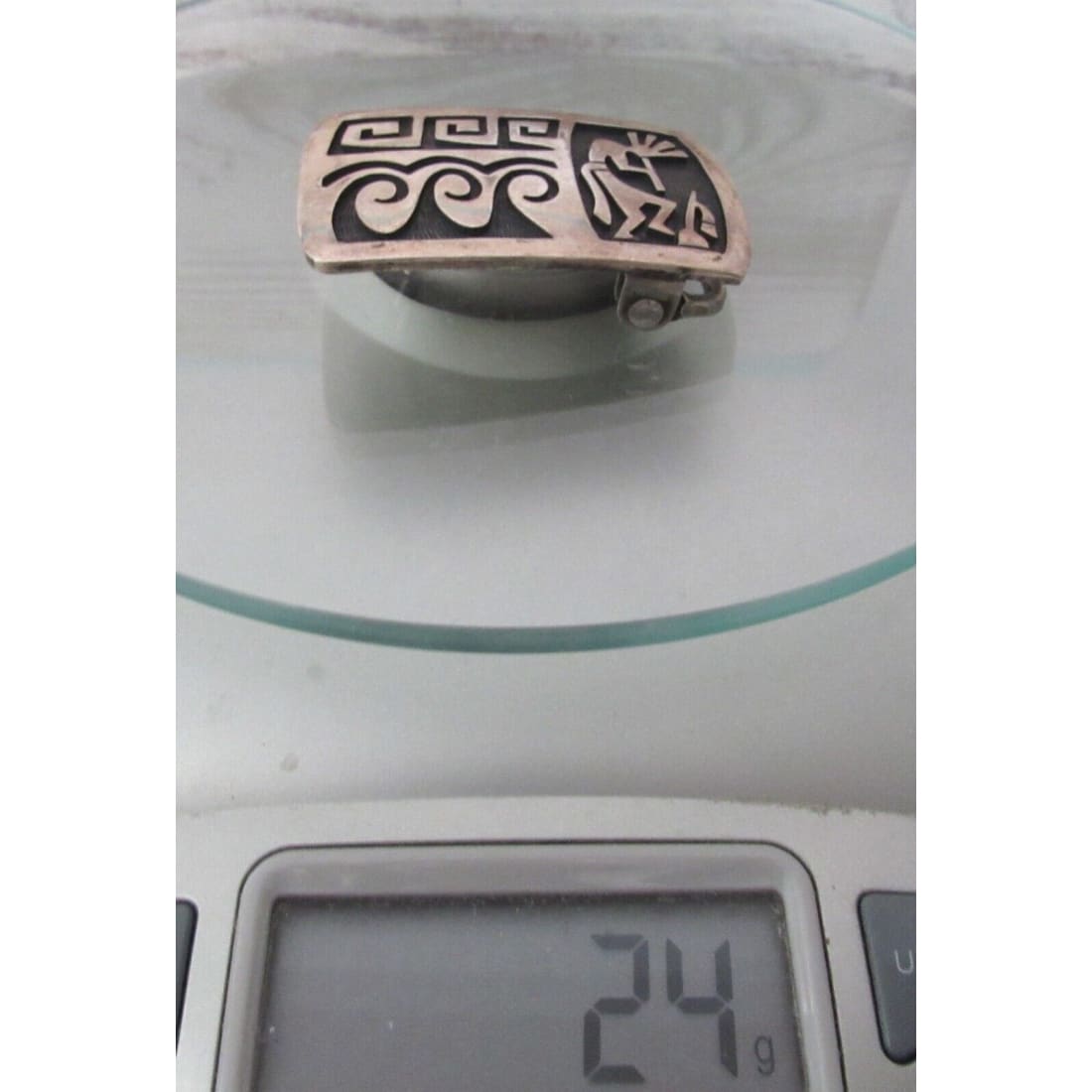 Old Pawn Hopi Sterling Silver Small Belt Buckle WALLIE 