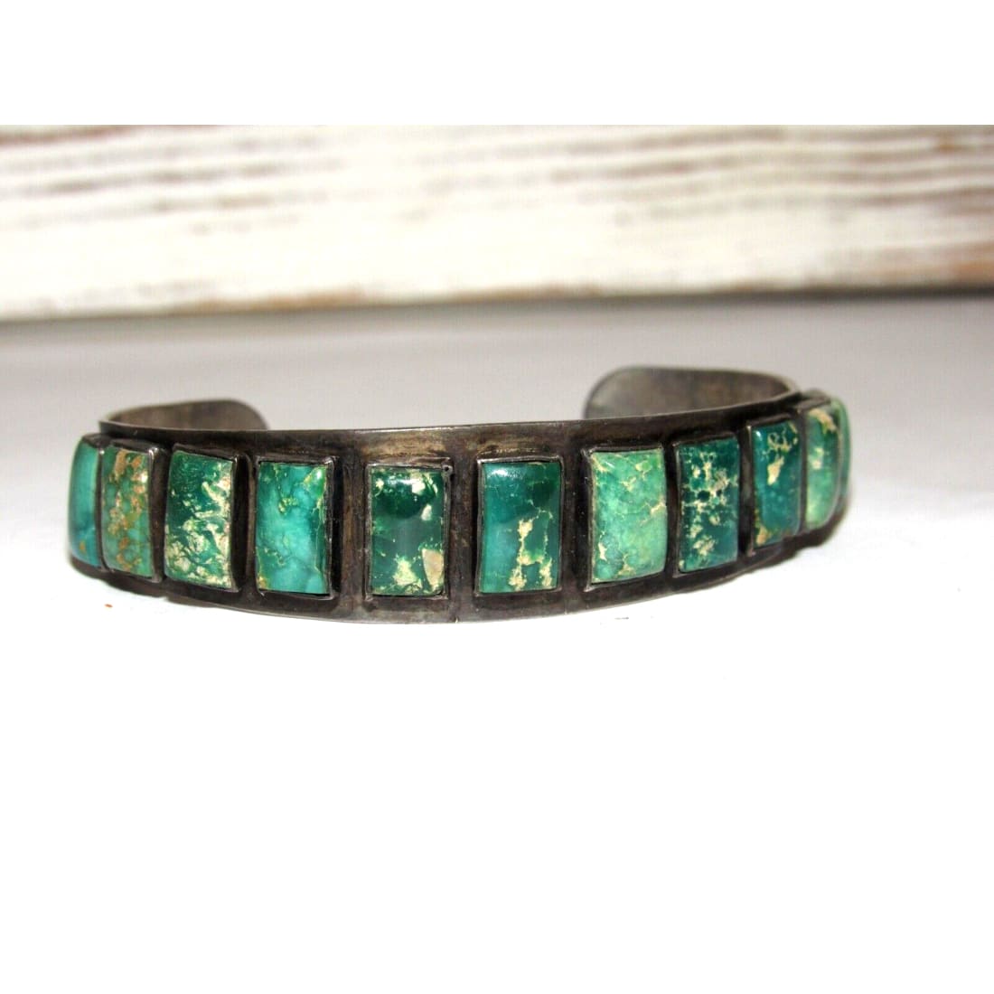 Old Pawn Navajo Cerrillos Turquoise Cuff Bracelet Ingot