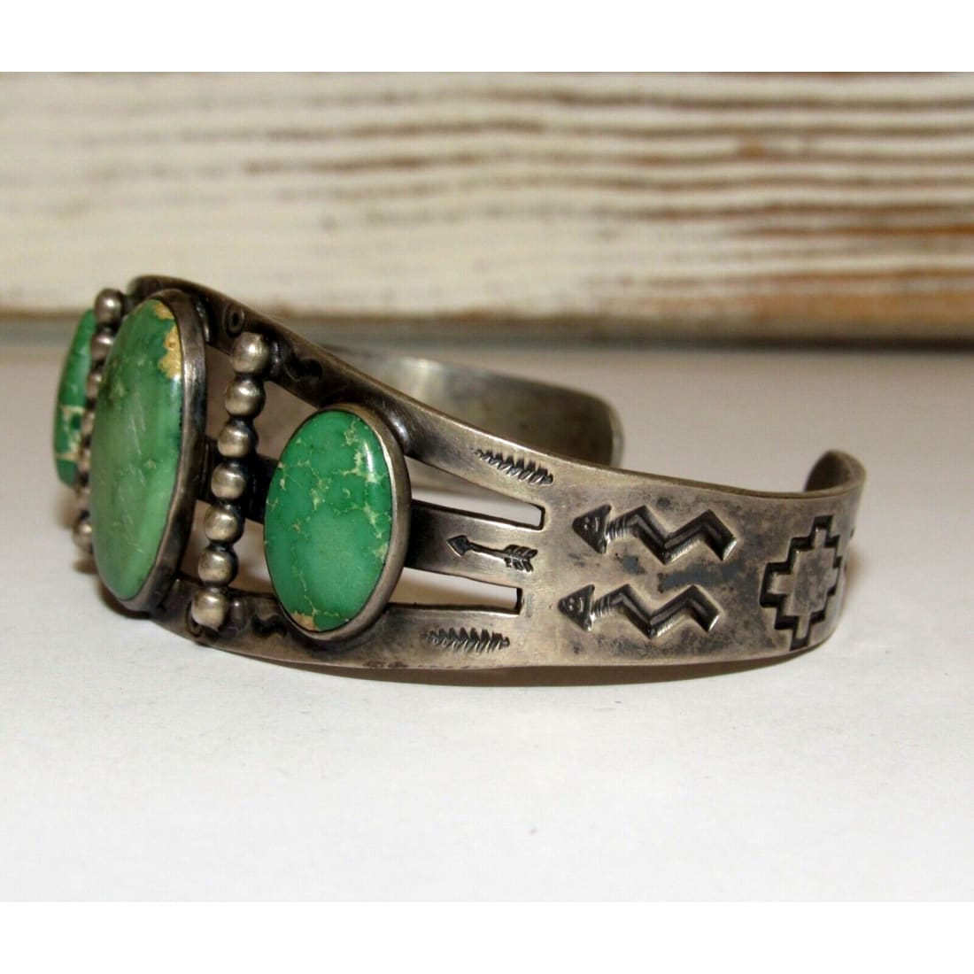 Old Pawn Navajo Cerrillos Turquoise Cuff Bracelet Ingot 