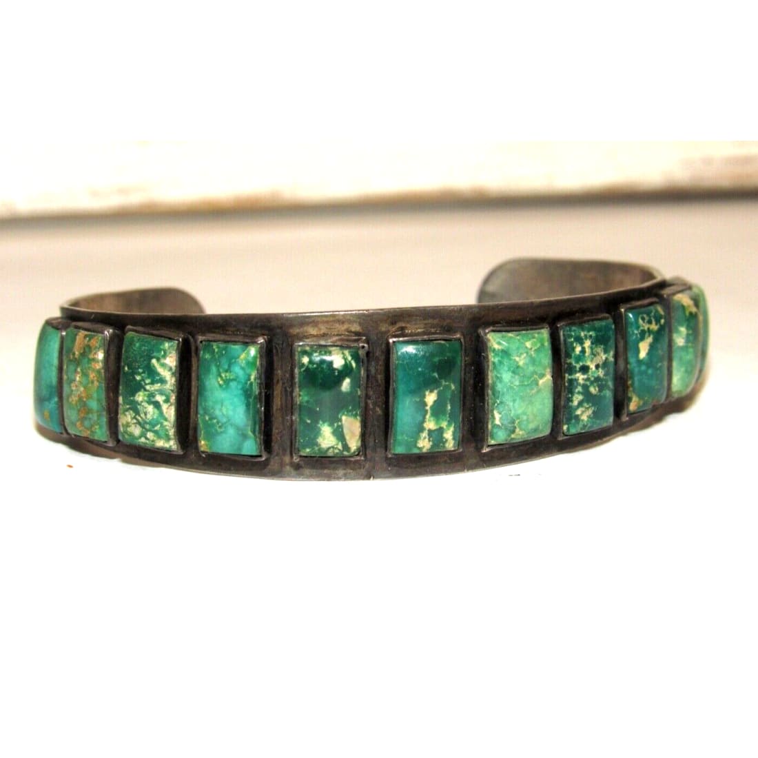 Old Pawn Navajo Cerrillos Turquoise Cuff Bracelet Ingot