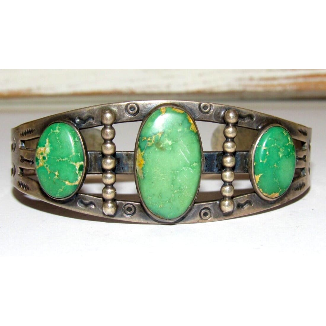 Old Pawn Navajo Cerrillos Turquoise Cuff Bracelet Ingot 