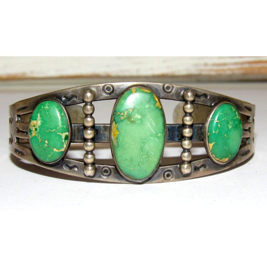 Old Pawn Navajo Cerrillos Turquoise Cuff Bracelet Ingot 