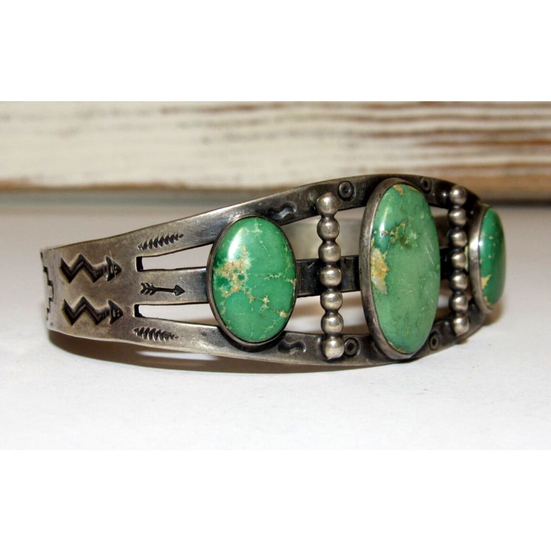Old Pawn Navajo Cerrillos Turquoise Cuff Bracelet Ingot 