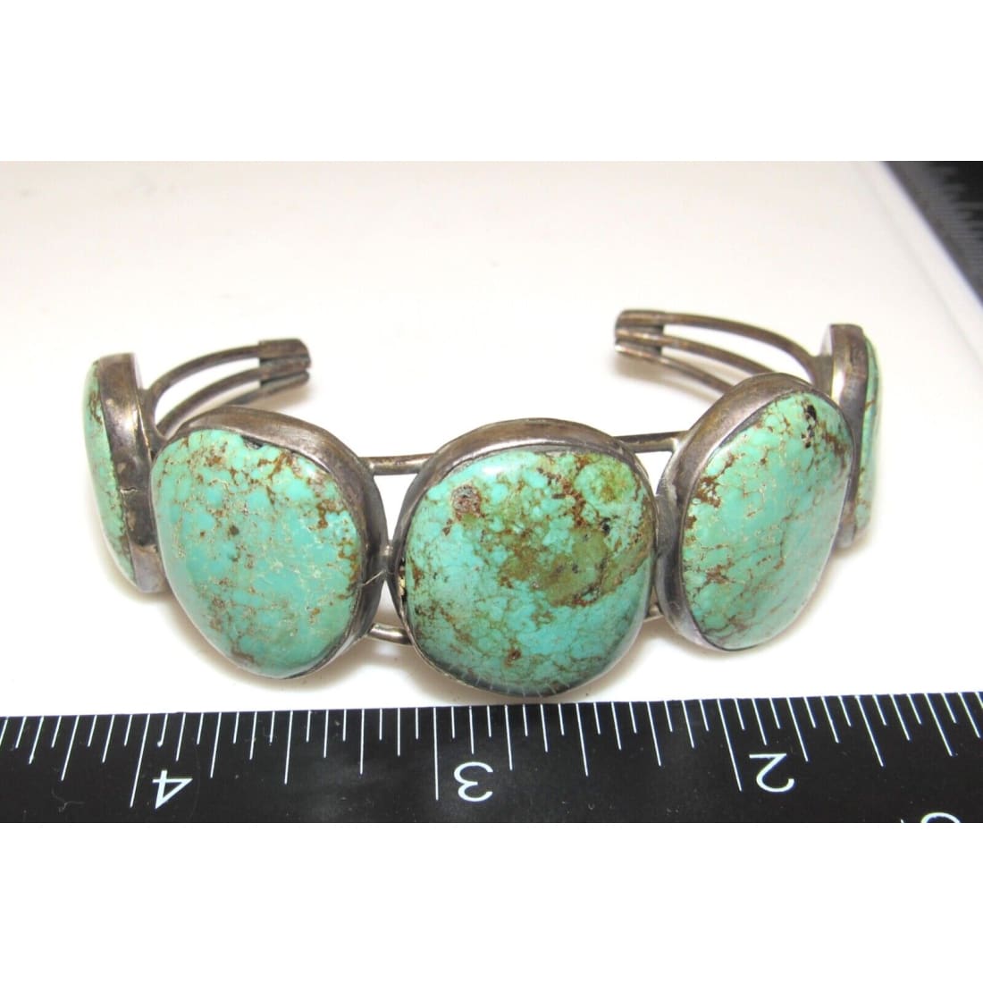 Old Pawn Navajo Cerrillos Turquoise Cuff Bracelet Sterling 
