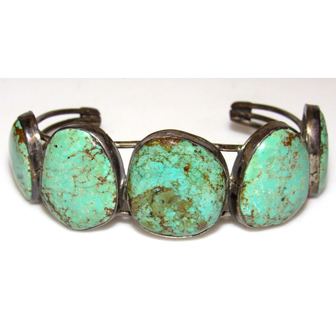 Old Pawn Navajo Cerrillos Turquoise Cuff Bracelet Sterling 