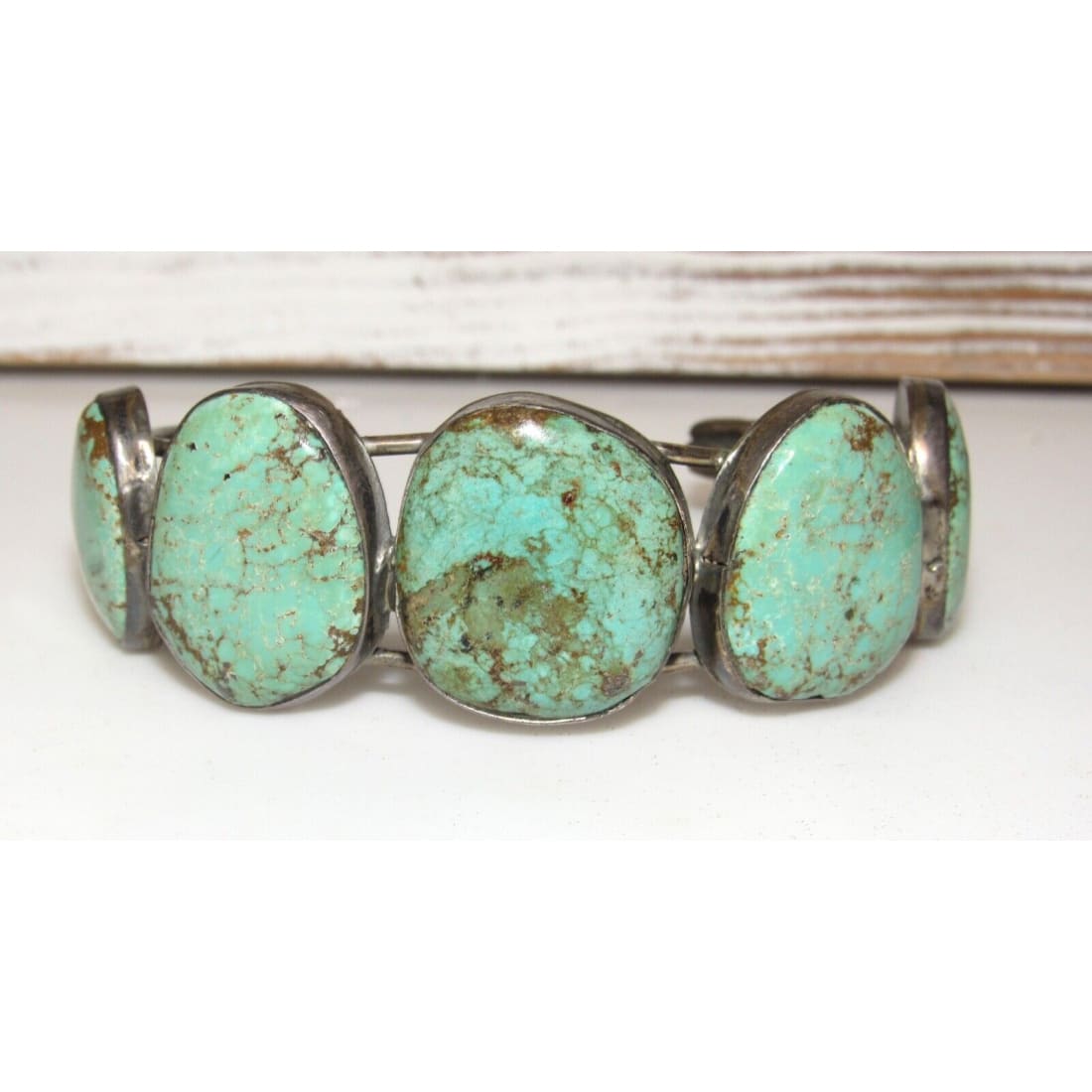Old Pawn Navajo Cerrillos Turquoise Cuff Bracelet Sterling 