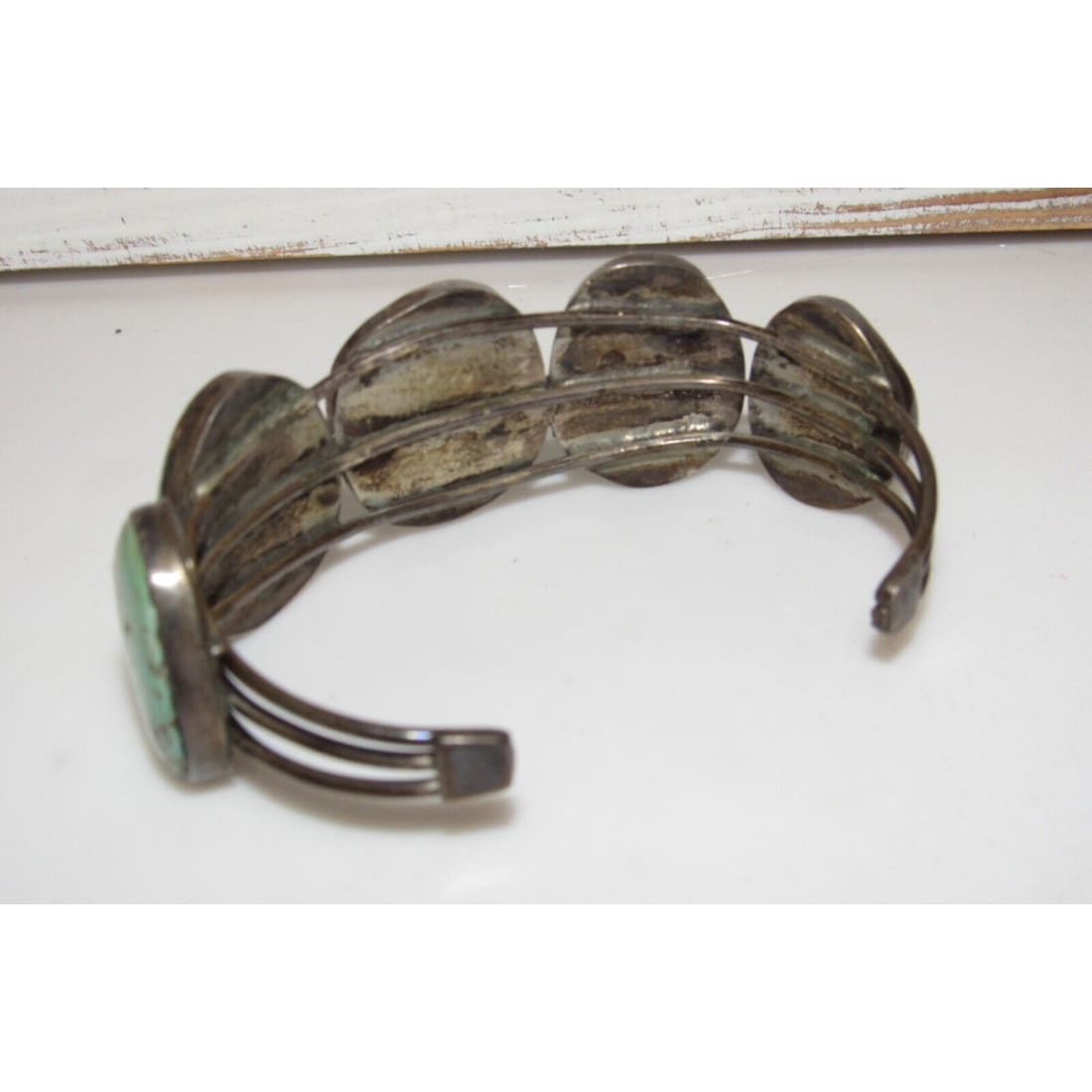 Old Pawn Navajo Cerrillos Turquoise Cuff Bracelet Sterling 