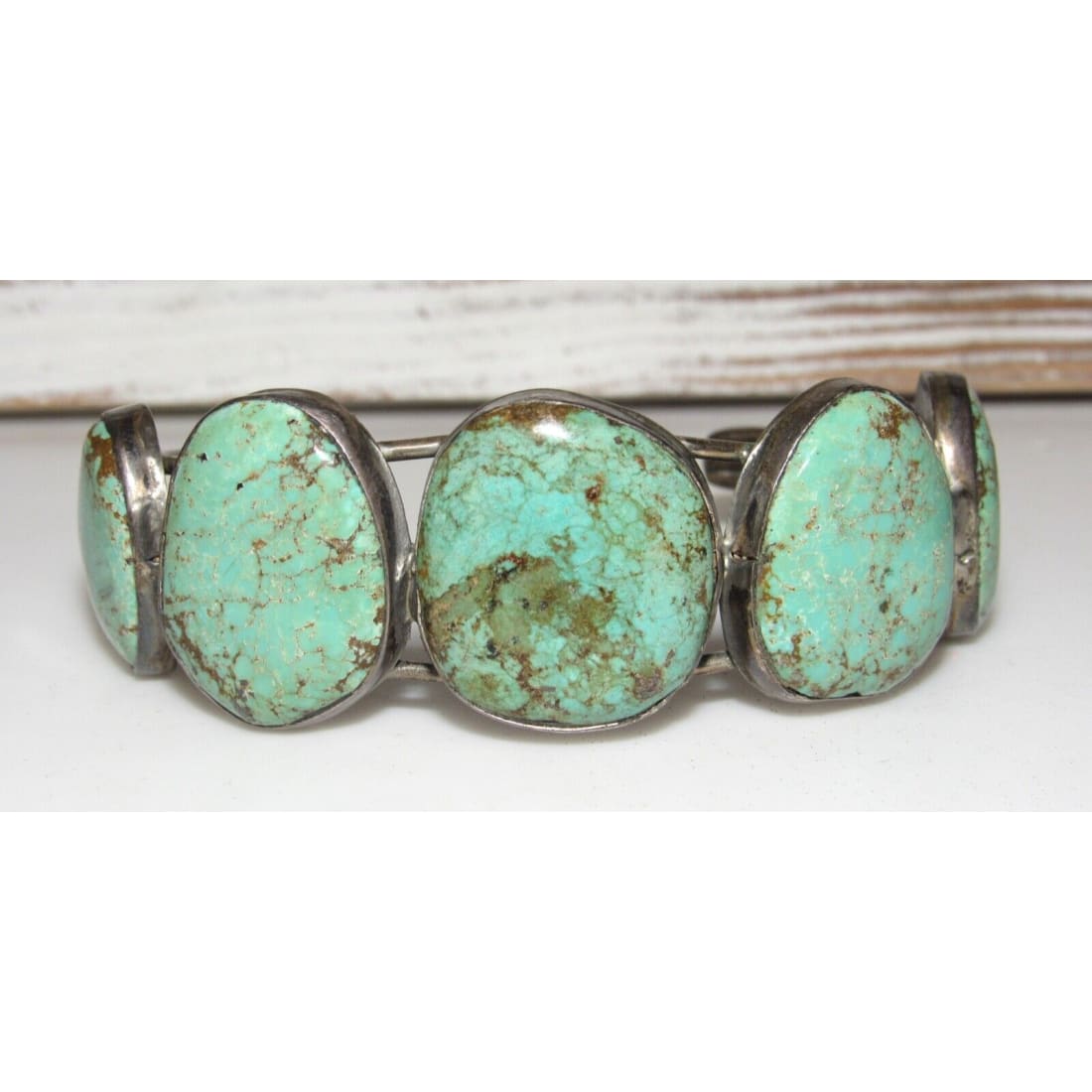 Old Pawn Navajo Cerrillos Turquoise Cuff Bracelet Sterling 