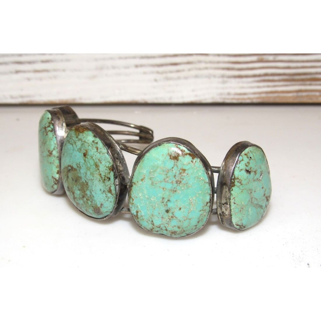 Old Pawn Navajo Cerrillos Turquoise Cuff Bracelet Sterling 