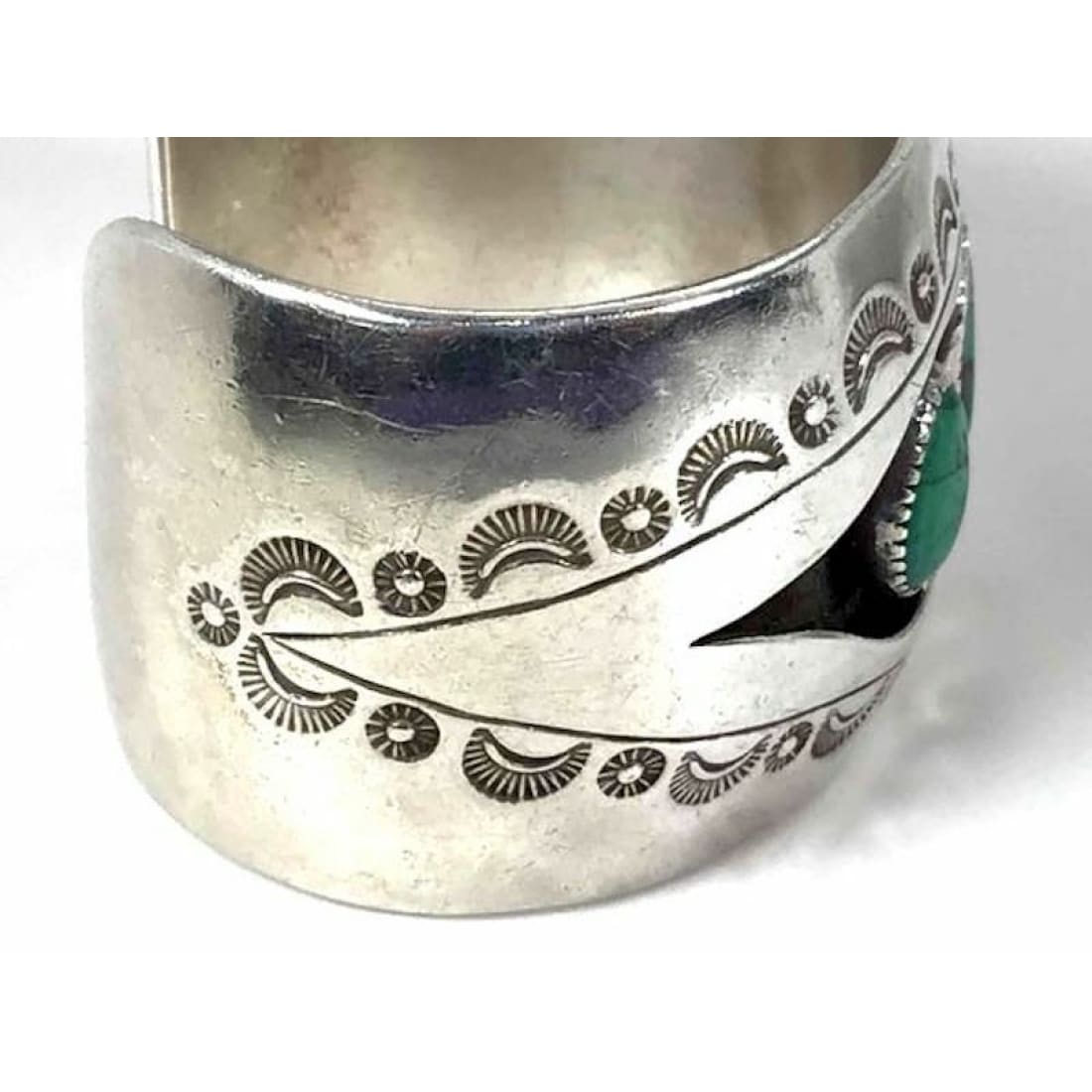 Old Pawn Navajo Cerrillos Turquoise Cuff Bracelet Sterling 