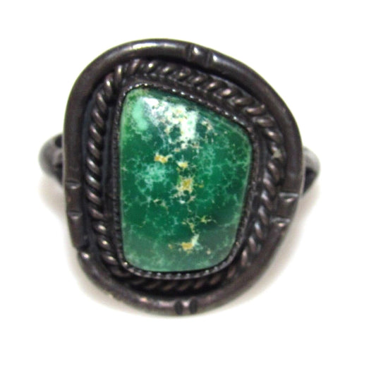 Old Pawn Navajo Cerrillos Turquoise Ring Size 6 Sterling 