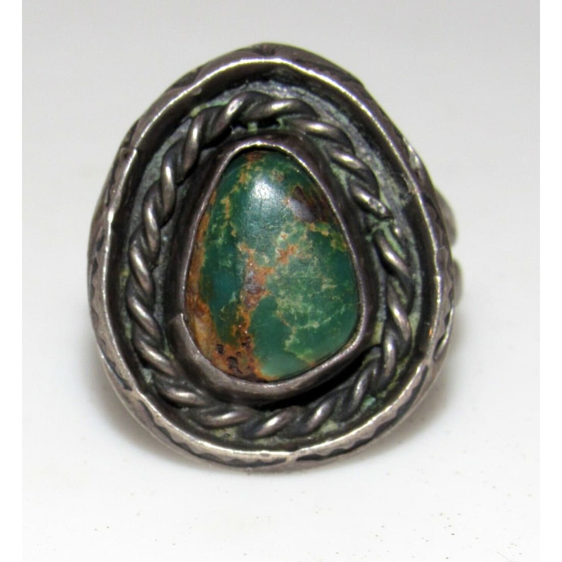 Old Pawn Navajo Cerrillos Turquoise Ring Size 7 Sterling Silver Native American