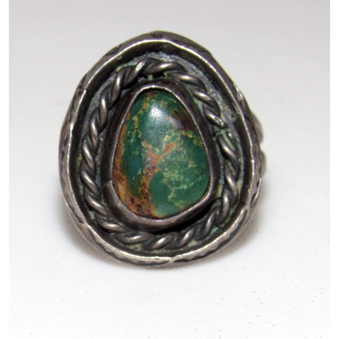 Old Pawn Navajo Cerrillos Turquoise Ring Size 7 Sterling Silver Native American