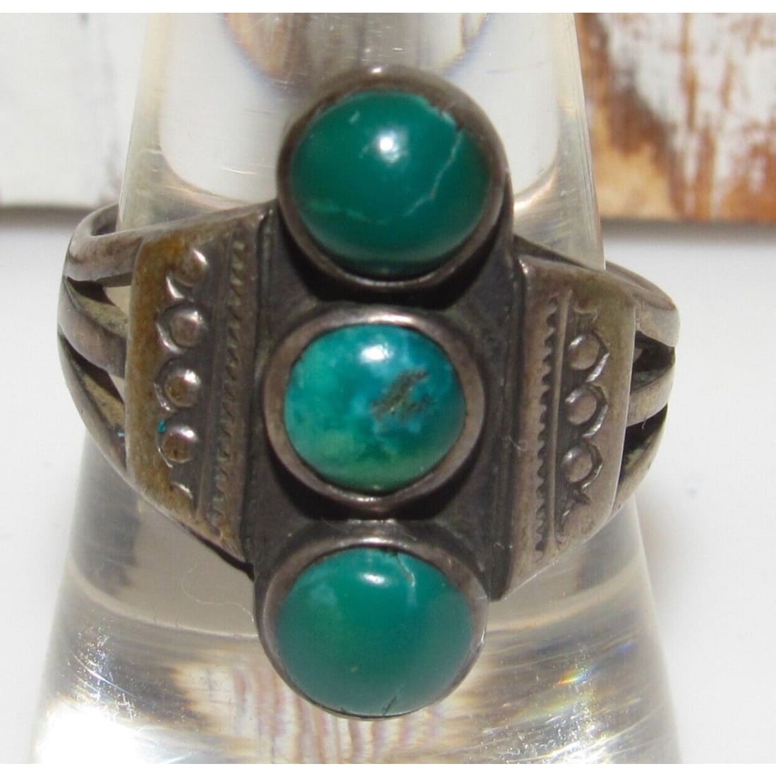 Old Pawn Navajo Cerrillos Turquoise Ring Size 9 Ingot 
