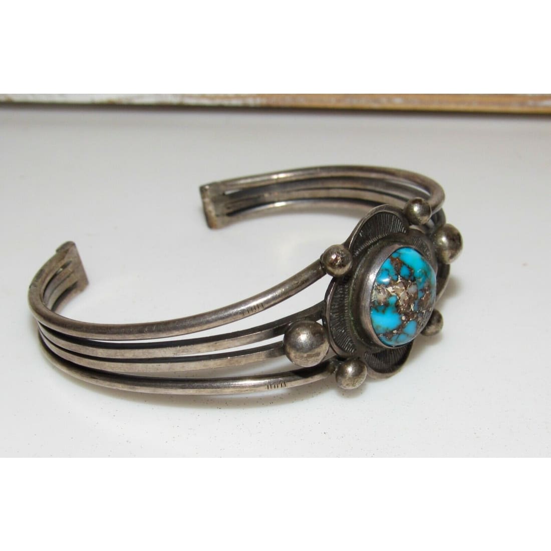 Old Pawn Navajo Cuff Bracelet Bisbee Turquoise Sterling Silver Native American Native American