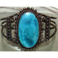 Old Pawn Navajo Cuff Bracelet Kingman Turquoise Sterling 