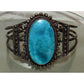 Old Pawn Navajo Cuff Bracelet Kingman Turquoise Sterling 