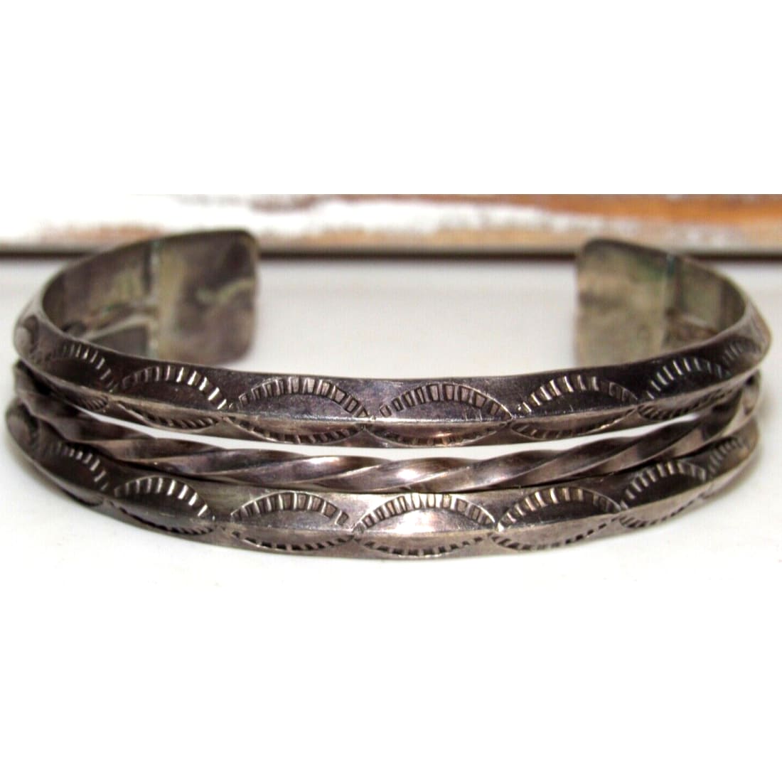 Old Pawn Navajo Double Carinated Ingot Cuff Bracelet 