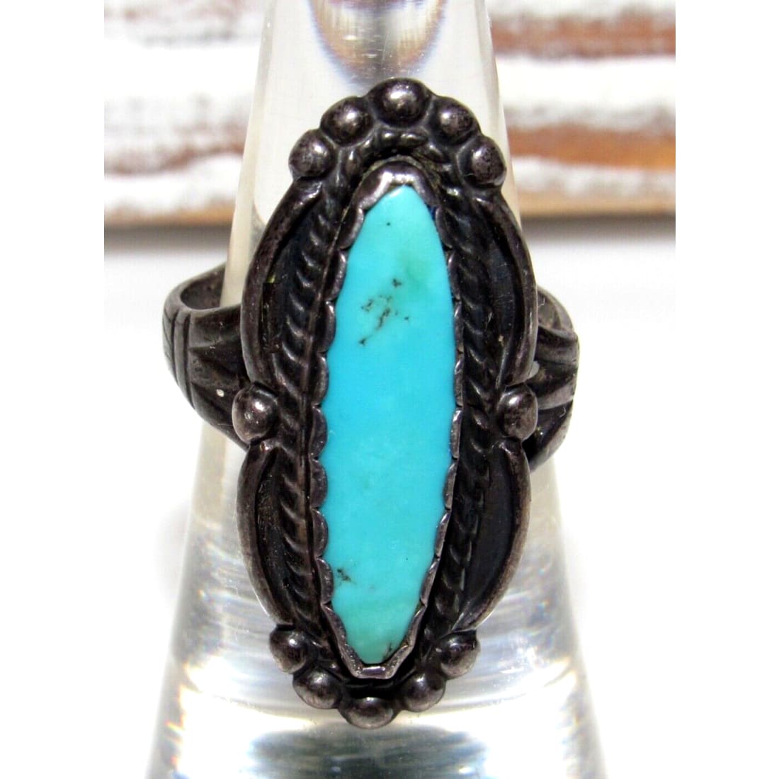 Old Pawn Navajo Fred Harvey Era Turquoise Ring Size 7 